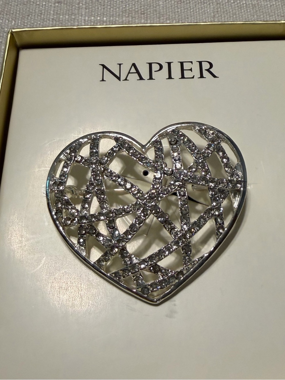 Napier heart filigree brooch. NIB